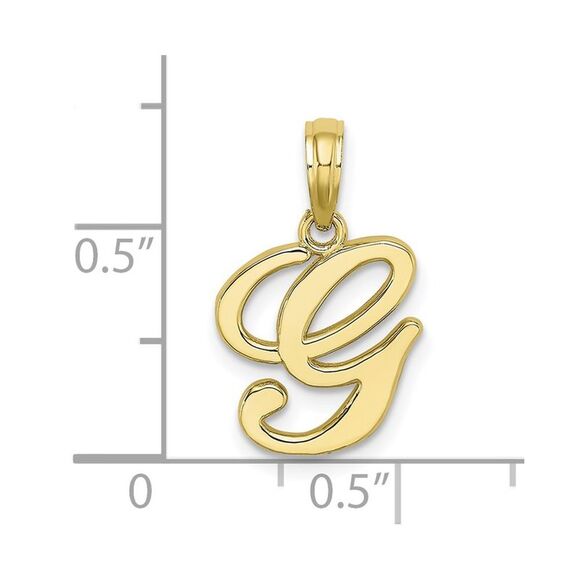 10K Yellow Gold Polished G Script Initial Charm - Picture 3 of 9